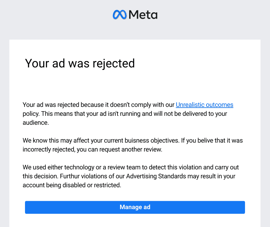 Meta Ad Rejection